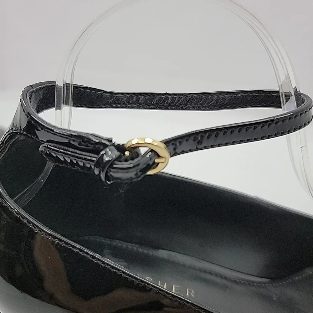 Marc Fisher LTD Parri Block Heel Black Mary Jane Dress Pumps Patent Leather 10M